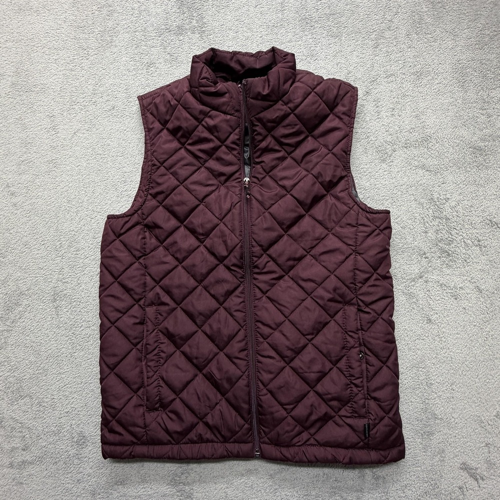 Hawke & Co Vest Mens Small Burgundy Quilted Puffer Full Zip Performance Warm
